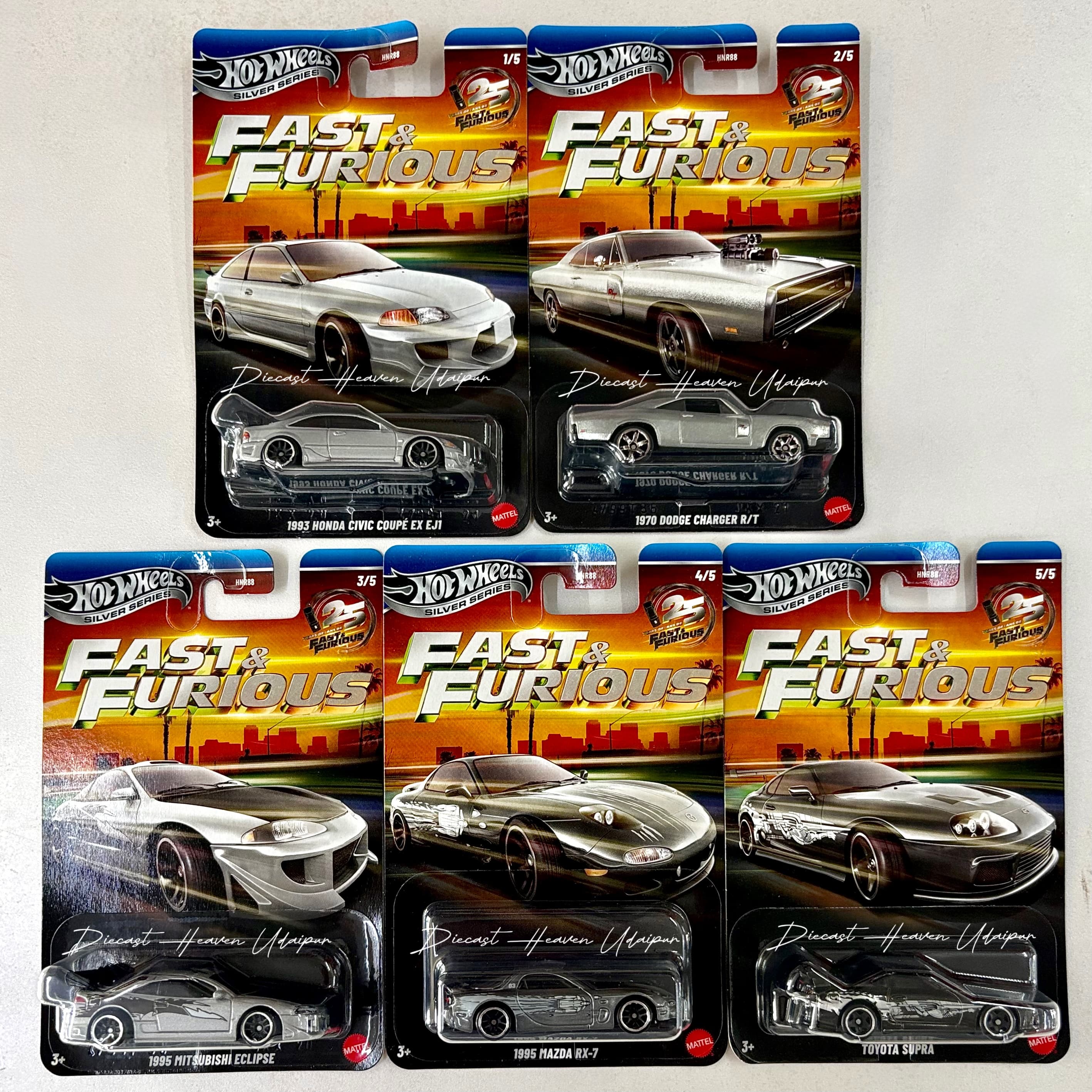 Fast & Furious Set + F&F RACE OFF SET COMBO Hot Wheels Silver Series