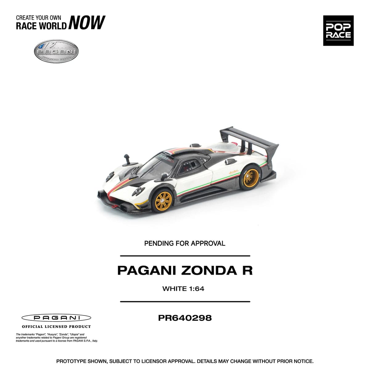 Pagani Zonda R, 1:64 Scale (White)