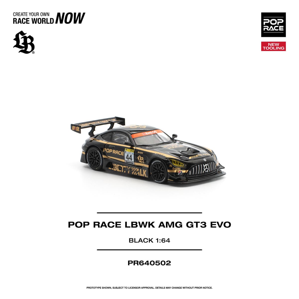 LBWK AMG GT3 EVO, 1:64 Scale (Black)