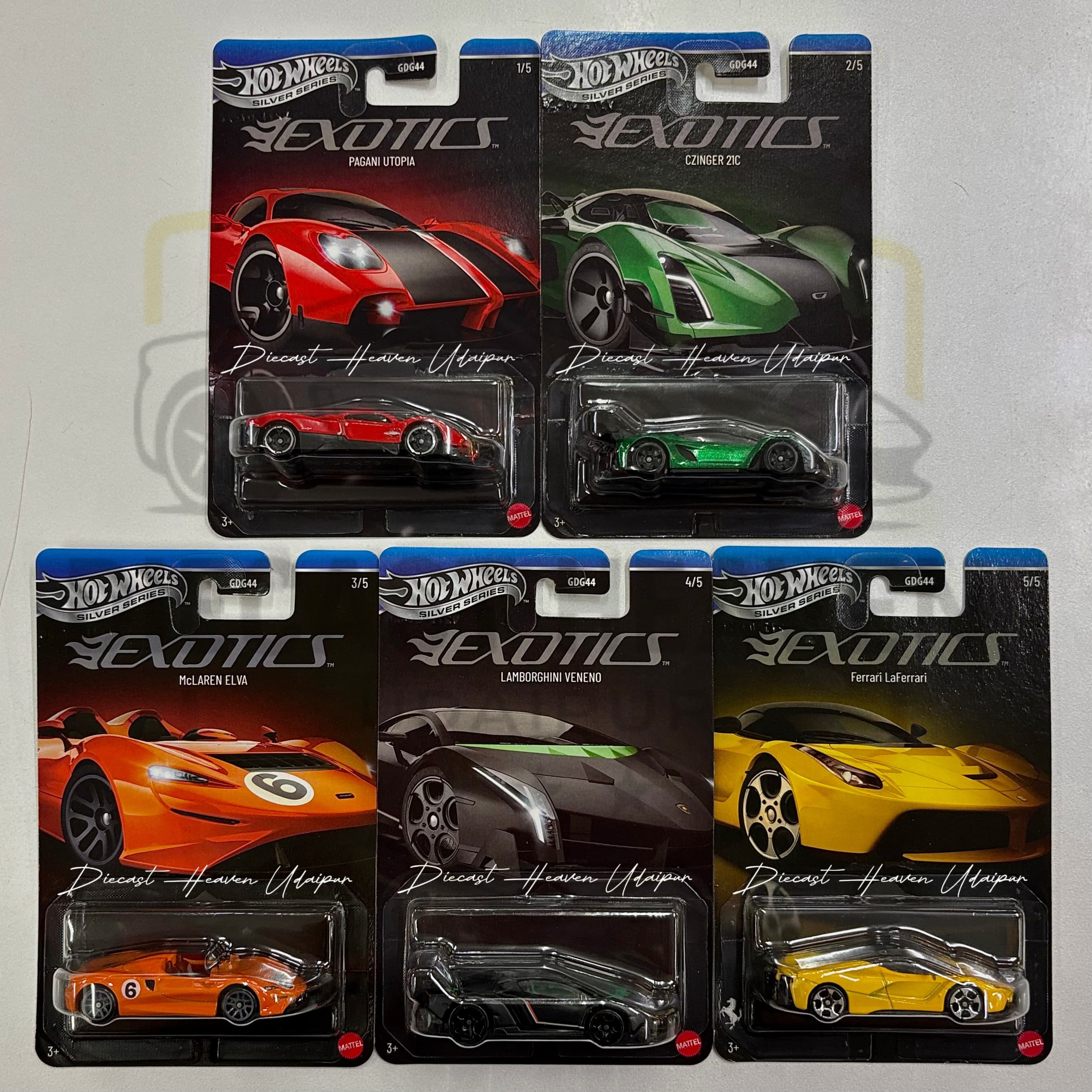 EXOTICS SILVER SERIES ( Set of 5 ) - GGG44 - Mix U + 1 RANDOM SILVER SERIES CAR